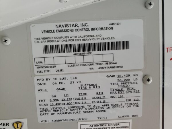 2022 International 3000 School Bus (AZ - Salvage Title) - Image 4
